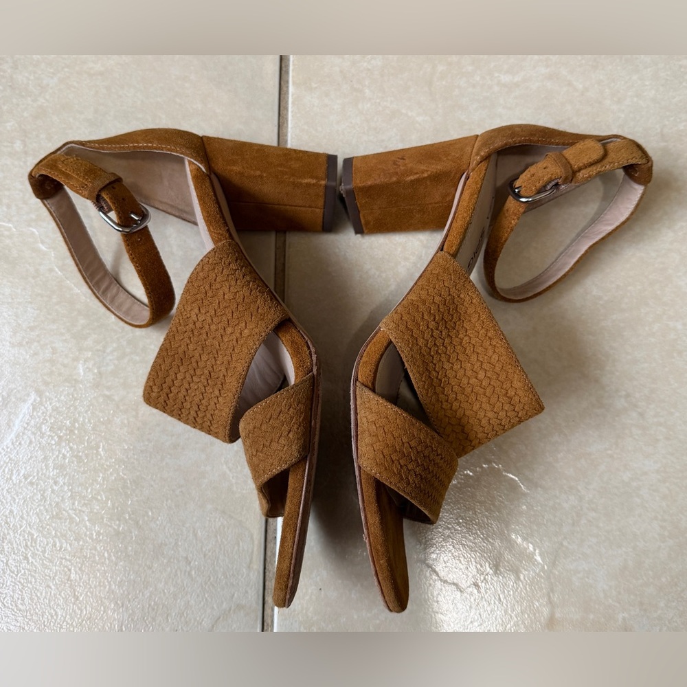 Via Spiga Womens Wendolin Suede Textured Block Heels Tan Size 7.5 US - Picture 7 of 11